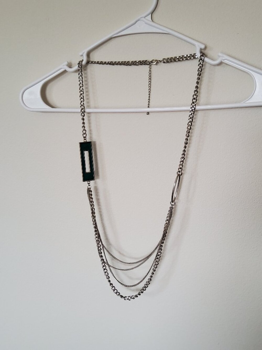 Necklace with Green Rectangle Pendant